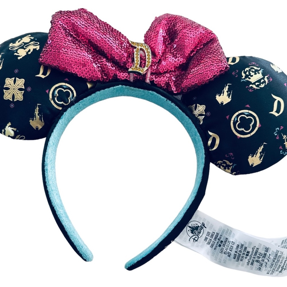 Disneyland Minnie  Mouse Ear Headband w/Sequined Bow -Sleeping Beauty Castle